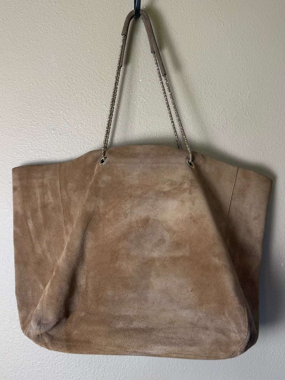 Sezane Gaby Suede Leather Oversized Tote Bag in Light Camel Brown *PROJECT BAG* - Picture 6 of 11